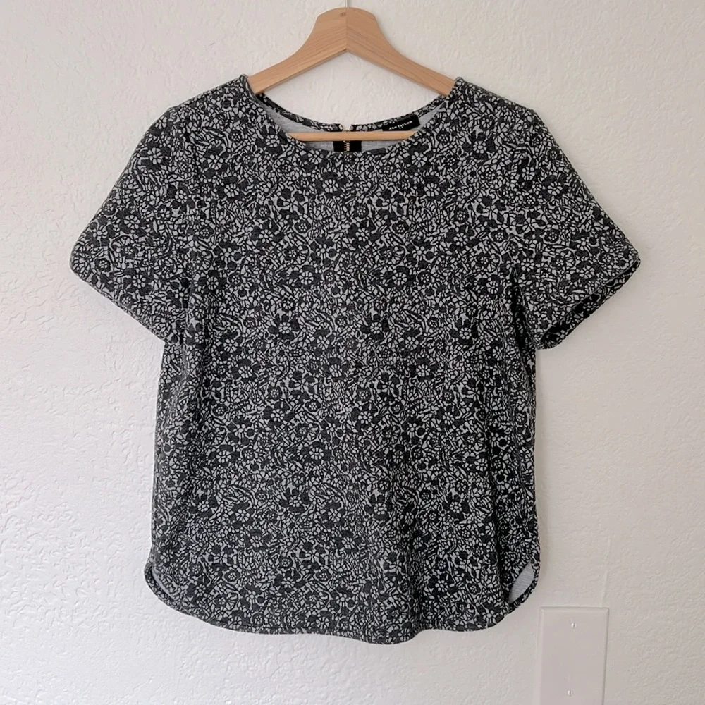 Ann Taylor Black Gray Lace Print Blouse Top, Size S - Picture 1 of 4